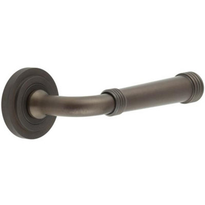 Elegant Stepped Rose Door Handle in Dark Bronze for Stylish Interiors - Solid Brass Interior Handle