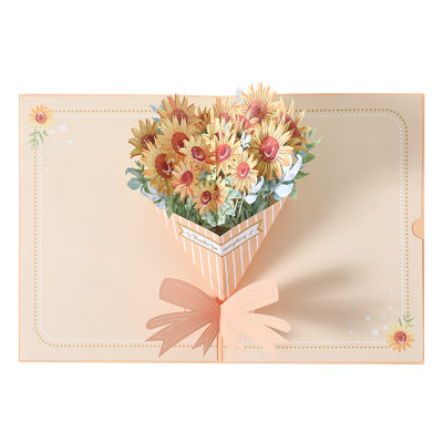ELEGANT SUNFLOWER BOUQUET POP UP GREETING CARD