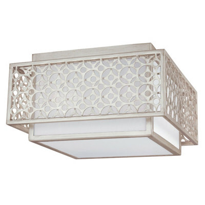 Elegant Sunrise Silver LED Flush Light with 2 Bulbs for Low Ceilings
