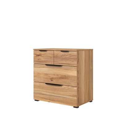 Elegant Tokyo 27 Chest of Drawers H740mm W720mm D450mm in Oak Mauvella, Four Drawers, Modern Design