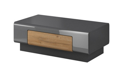 Elegant Toledo 99 Coffee Table 110cm - Grey Gloss & San Remo Oak: Stylish Centrepiece for Modern Living Spaces