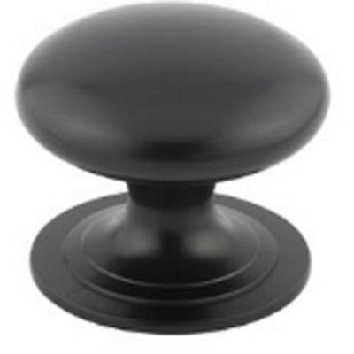 Elegant Traditional Black Cupboard Knob - 50mm Diameter - Kitchen Cabinet Knob