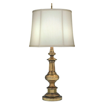 Elegant Traditional Table Lamp with Ivory Shade and Antique Brass Finish