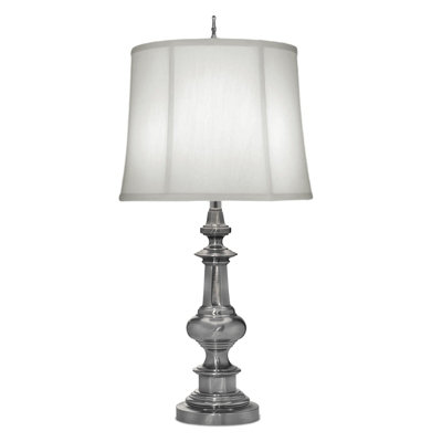 Elegant Traditional Table Lamp with Ivory Shade and Antique Nickel Finish
