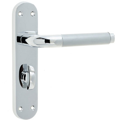 Elegant Twin Suite Door Handle Set in Polished and Satin Chrome Finish Interior Lever on Backplate