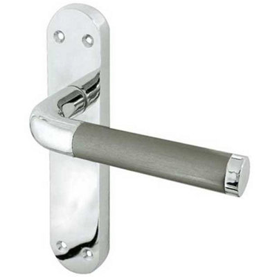 Elegant Twin Suite Door Handle Set in Polished and Satin Chrome - Interior Lever on Backplate