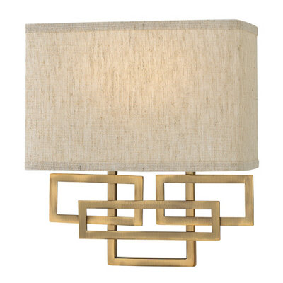 Elegant Twin Wall Light in 1920's Style with Opaque Glass Shades and Brushed Bronze Finish