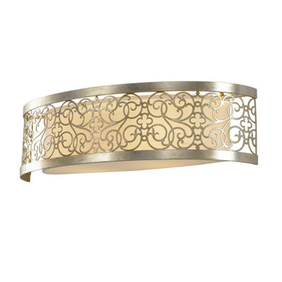 Elegant Twin Wall Light Sconce in Silver Leaf Patina with LED E27 Bulb