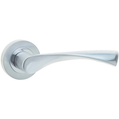 Elegant Twirl Door Handle on Rose in Polished and Satin Chrome Finishes - Interior Handle