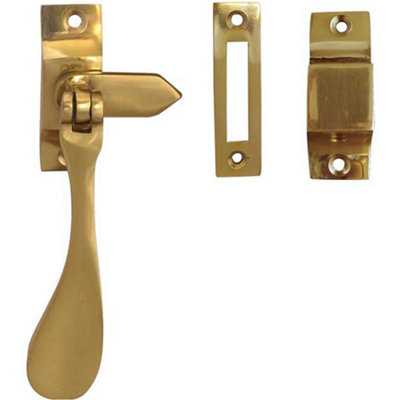Elegant Victorian Casement Fasteners in Polished Brass - 105mm - Window Handle