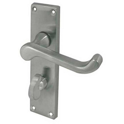 Elegant Victorian Scroll Door Handle in Satin Chrome Finish - Interior Lever on Backplate