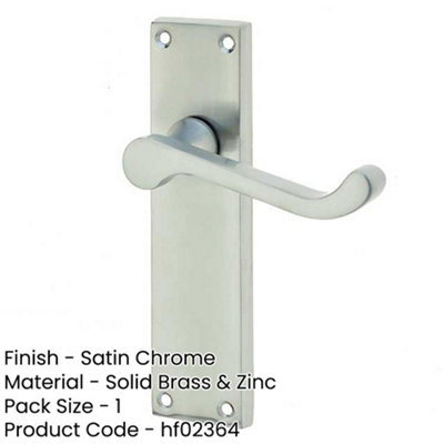 Elegant Victorian Scroll Door Handle with Long Latchset in Satin Chrome Finish - Interior Lever on Backplate