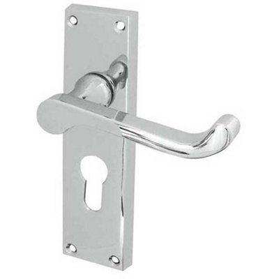 Elegant Victorian Scroll Door Handle with Polished Chrome Finish - Interior Lever on Backplate
