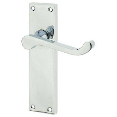 Elegant Victorian Scroll Door Handle with Polished Chrome Finish Interior Lever on Backplate