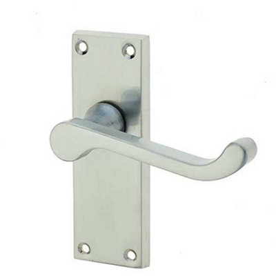 Elegant Victorian Scroll Door Handle with Satin Chrome Finish - Interior Lever on Backplate