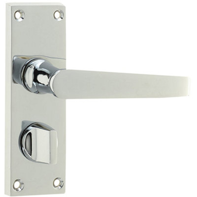 Elegant Victorian Straight Door Handle in Polished Chrome for Privacy Plates - Interior Lever on Backplate