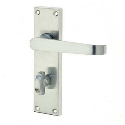 Elegant Victorian Straight Door Handle with Satin Chrome Finish for Bathrooms - Interior Lever on Backplate