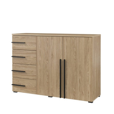 Elegant Violla Chest of Drawers 1340mm in Oiled Oak - Spacious Bedroom Storage Solution H940mm D400mm