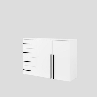 Elegant Violla Chest of Drawers 1340mm in White - Spacious Storage Solution H940mm D400mm