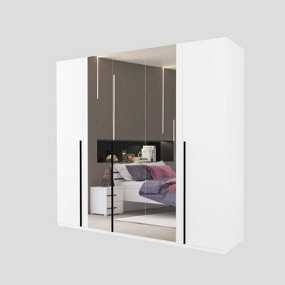 Elegant Violla Mirrored Hinged Door Wardrobe 2250mm - Spacious Storage Solution H2100mm D590mm