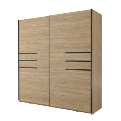 Elegant Violla Sliding Door Wardrobe 2000mm in Oiled Oak - Spacious Storage Solution H2010mm D610mm