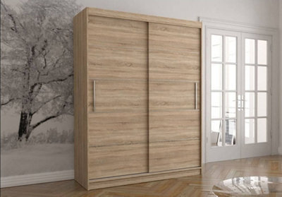 Elegant Vista 06 Sliding Door Wardrobe in Oak Sonoma - (H)2000mm x (W)1500mm x (D)610mm