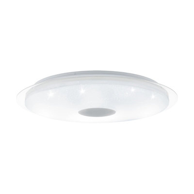 Elegant Wall Flush Ceiling Light with Crystal Effect - 40W LED in White and Silver
