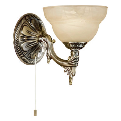 Elegant Wall Light with Bronzed Finish and Champagne Alabaster Shade