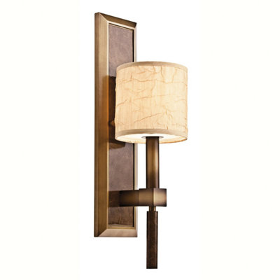 Elegant Wall Light with Crinkle Fabric Shade - Cambridge Bronze LED Sconce