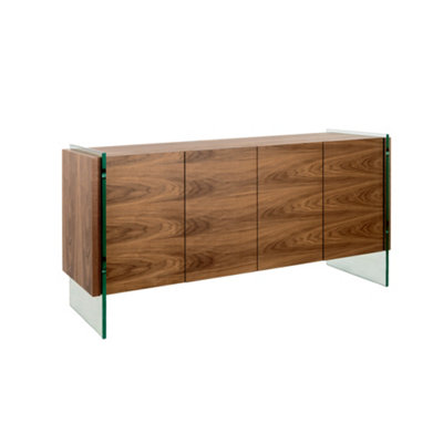 Elegant Walnut Sideboard with Glass Legs for Modern Interiors