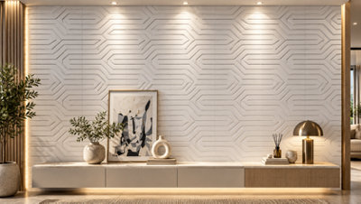 Elegant Waterproof 3D Wall Panels - Matt White, 12 Pack