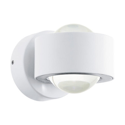 Elegant White Aluminium Wall Light with Clear Plastic Shade and LED Bulbs