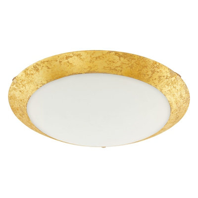 Elegant White and Gold LED Flush Mount Ceiling Light for Modern Interiors