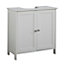 Elegant White Bathroom Cabinet with Tongue & Groove Design for Under Sink Storage