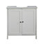 Elegant White Bathroom Cabinet with Tongue & Groove Design for Under Sink Storage