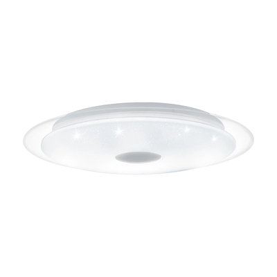 Elegant White Chrome Flush Ceiling Light with LED and Crystal Effect