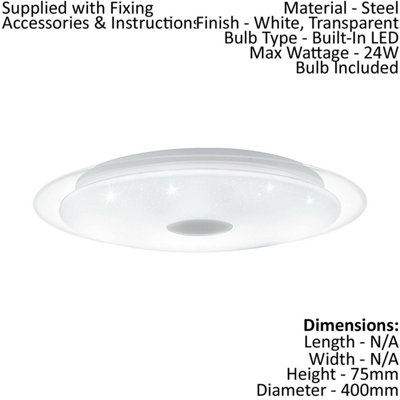 Elegant White Chrome Flush Ceiling Light with LED and Crystal Effect