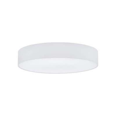 Elegant White Flush Ceiling Light with Fabric Shade and E27 Bulb Support
