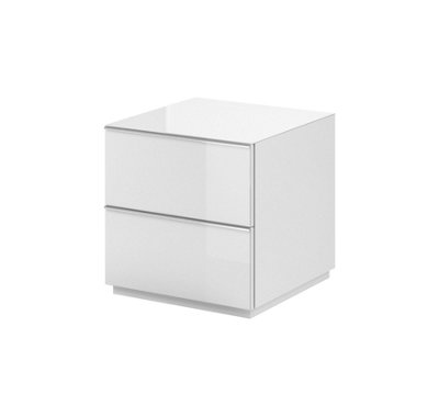 Elegant White Helio 38 TV Cabinet, Space-Saving Storage with Drawer & Open Shelf, Cable Management, H500mm W500mm D480mm