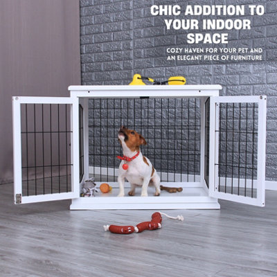 Elegant White Indoor Dog Kennel Heavy Duty Dog Crate Furniture Spacious Wooden Dog Crate for Small