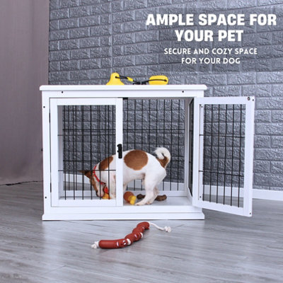 Elegant White Indoor Dog Kennel Heavy Duty Dog Crate Furniture Spacious Wooden Dog Crate for Small and Medium Sized Pets DIY at B Q