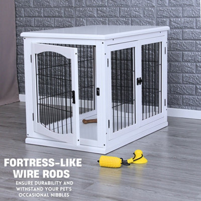 Elegant White Indoor Dog Kennel Heavy Duty Dog Crate Furniture Spacious Wooden Dog Crate for Small and Medium Sized Pets DIY at B Q