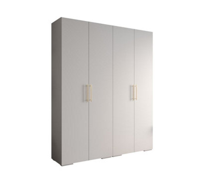 Elegant White Inova 3 Hinged Door Wardrobe W2000mm H2370mm D470mm - Versatile Storage with Gold Vertical Handles