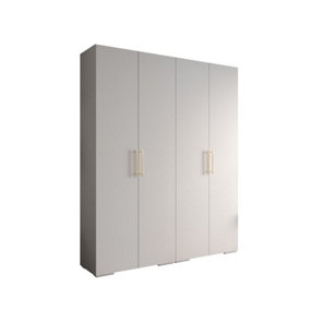 Elegant White Inova 3 Hinged Door Wardrobe W2000mm H2370mm D470mm - Versatile Storage with Gold Vertical Handles