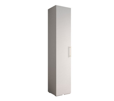 Elegant White Inova 3 Hinged Door Wardrobe W500mm H2370mm D470mm - Compact Storage with Gold Vertical Handle