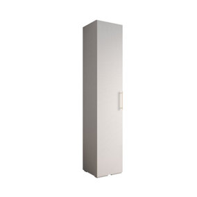 Elegant White Inova 3 Hinged Door Wardrobe W500mm H2370mm D470mm - Compact Storage with Gold Vertical Handle