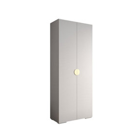 Elegant White Inova 4 Hinged Door Wardrobe W1000mm H2370mm D470mm - Versatile Storage with Gold Handles