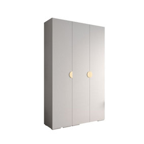 Elegant White Inova 4 Hinged Door Wardrobe W1500mm H2370mm D470mm - Versatile Storage with Gold Round Handles