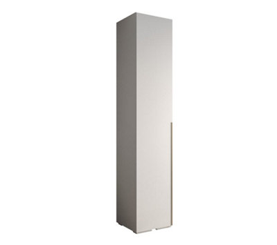 Elegant White Inova I Hinged Door Wardrobe W500mm H2370mm D470mm - Compact Storage with Vertical Gold Handle