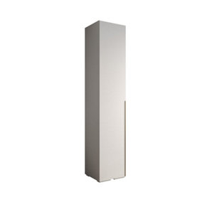 Elegant White Inova I Hinged Door Wardrobe W500mm H2370mm D470mm - Compact Storage with Vertical Gold Handle